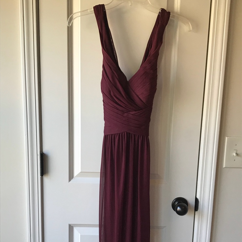 Mesh Long Bridesmaids Dress with Crisscross Back